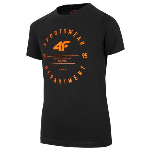 4F Κοντομάνικη αθλητική μπλούζα για αγόρι μαύρη